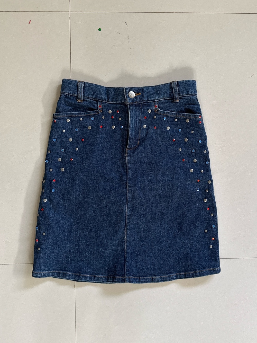 Esprit Dark Blue Denim Mini Skirt with Multicolor Studs